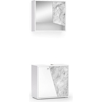 Vicco Badmöbelset Irida Weiß Marmor-Optik modern Badezimmerschrank Badschrank Badezimmermöbel