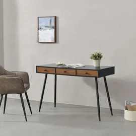[en.casa] Schreibtisch Tumba 115x48x75cm Schwarz/Dunkler Holzton