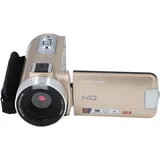 Asixxsix Videokamera-Camcorder, 3,0-Zoll-IPS-LCD-Digitalkamera-Recorder, Full HD 1080P 30 MP, 270° Drehung, Anti-Shake, 18-facher Digitalzoom-Camcorder, Infrarot-Nachtsicht (Gold)