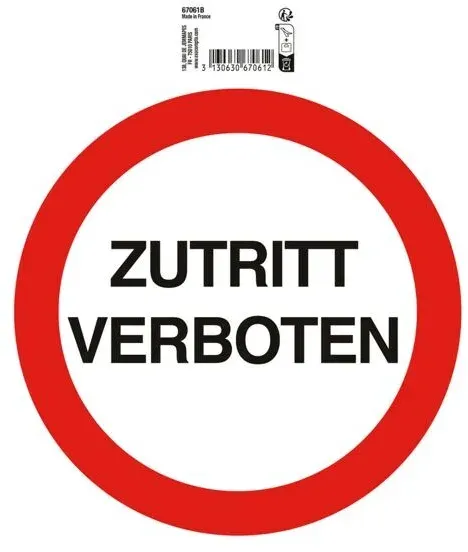 Verbotsschild »Zutritt verboten« 20 cm, EXACOMPTA