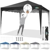 COBIZI Pavillon 3x3, Faltpavillon 3x3 Wasserdicht Stabil, 275 cm Partyzelt UV-Schutz 50+ Pavillion Klappbar 3x3m mit Wellenmuster für Camping Strand Familientreffen(Schwarz)