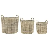 ib laursen 3er Korbsatz Rattan mit 2 Henkeln in natur | Gr.: onesize