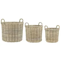 ib laursen 3er Korbsatz Rattan mit 2 Henkeln in natur | Gr.: onesize