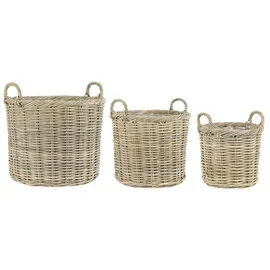 ib laursen 3er Korbsatz Rattan mit 2 Henkeln in natur | Gr.: onesize