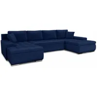 Sofnet Wohnlandschaft mit Schlaffunktion Faris U-Form - Couch, Schlafsofa mit Bettkasten, Couchgranitur mit Bettfunktion, Big Sofa, Bettsofa (Blau (Kronos 09))