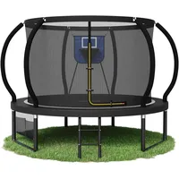 Devoko Outdoor Trampolin mit Basketballkorb & Sicherheitsnetz - 150 kg Maximalgewicht - Ø 228/305/366/427 cm - Robuster Garten-Trampolinspaß für Kinder und Erwachsene