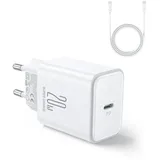 Joyroom JR-TCF06 USB-C PD 20W Wandladegerät + USB-C-Kabel – Weiß - Schnellladegerät