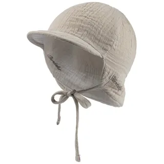 Sterntaler Schirmmütze Nacken Wende - Jungen Mütze zum Wenden mit Nackenschutz - UV-Schutz 50 Sonnenhut zum Binden - Baby und Kinder Kopfbedeckung aus Musselin (Bio) - beige 43 - 43