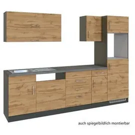 Held Möbel Küchenzeile Sorrento 270 cm Wotaneiche-Grafit ohne E-Geräte