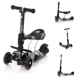 Lorelli Kinderroller Laufrad 2 in 1 Smart PU Räder leuchten klappbar verstellbar schwarz/grau