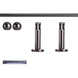 Gardinenstange Set, 1-läufig, ⌀ 19 mm, 200 cm, anthrazit + Wand, Kugel-Ball Komplettset mit Halterungen & Endstücke, Vorhangstange in Silber, R... - Grau