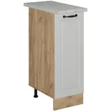Vicco Apothekerschrank R-Line, Weiss Landhaus/Goldkraft Eiche, 30 cm AP Marmor