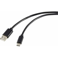 Renkforce USB-Kabel USB 2.0 USB-C® Stecker, USB-A Stecker 1.80 m Schwarz