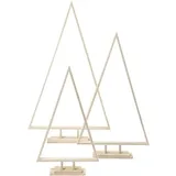 Creativ Company Weihnachtsbäume aus Holz, H 40+50+60 cm, B 22,5+29+35 cm, 3er Set