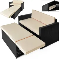 DEUBA 2-Sitzer Casaria Polyrattan Lounge-Set schwarz