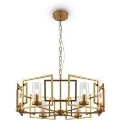 Licht-Erlebnisse Pendelleuchte ERIK Gold Transparent Metall Glas 6x E14 bis 40W LE116323