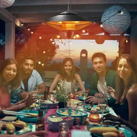 Tectake tectake® Infrarotheizstrahler, 2 Leistungsstufen, 1250 und 2500 W, Aluminiumgehäuse, einfache Montage, 58 x 58 x 32 cm