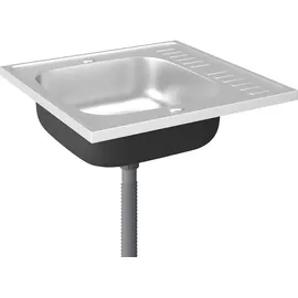 vidaXL Spüle mit Abtropffläche silber Edelstahl Handbetätigung 600 x 600 mm