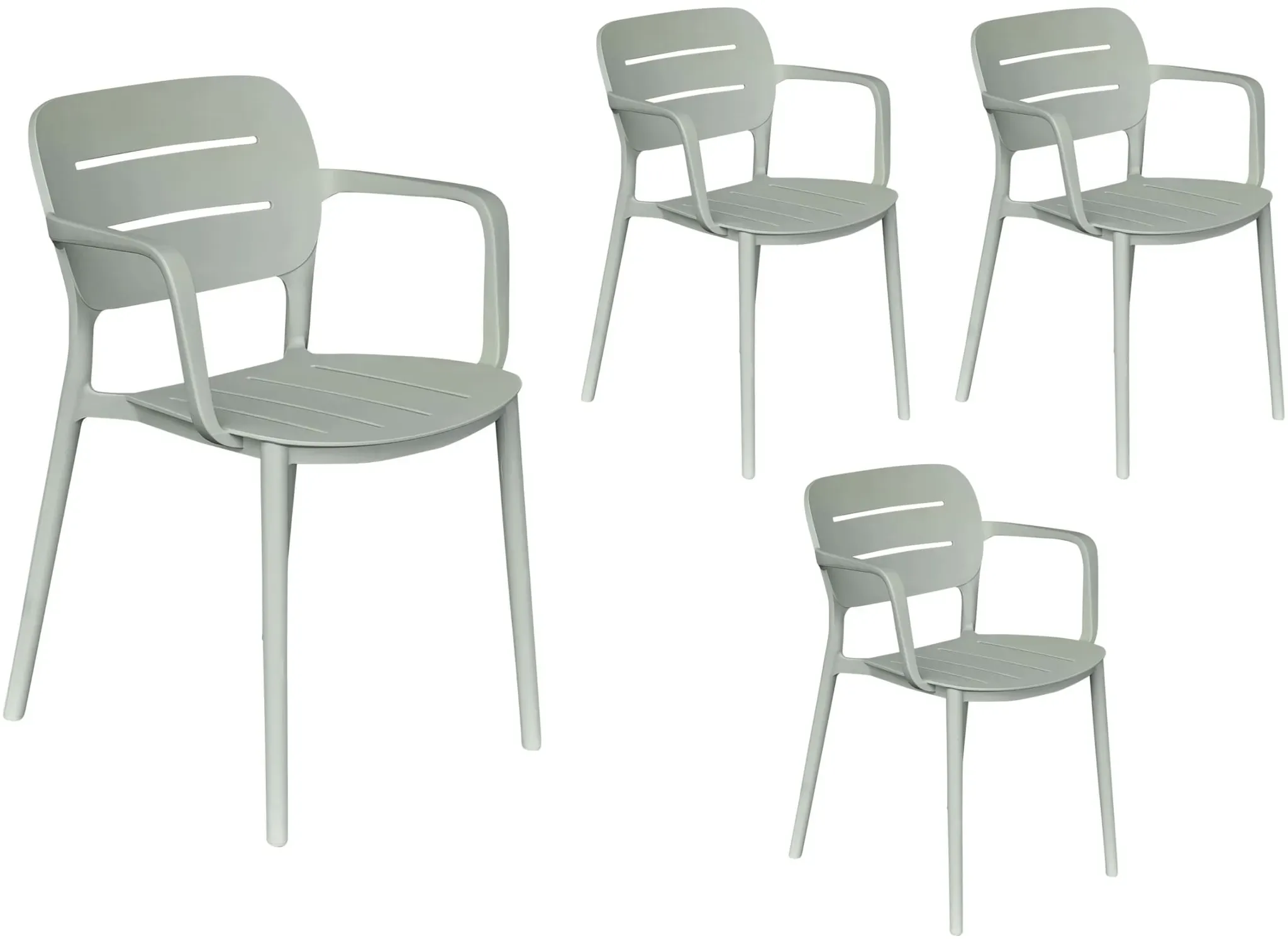 LC Garden »Veti« 4er Set Gartenstühle grün Stapelstühle Bistrostühle Kunststoff stapelbar