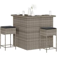 vidaXL Gartenbar Set 3-tlg. Grau