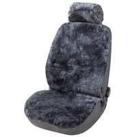 Autositz-Auflage Sitzbezug aus echtem Lammfell Silber / Grau Breite 30 cm