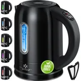Kesser KESSER® 1,7 Liter Edelstahl Wasserkocher 2200W Temperaturwahl Warmhaltefunktion