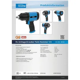 Güde Druckluft-Schlagschrauber Twin Hammer 1/2