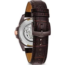 BULOVA HerrenArmbanduhr Analog Automatik Leder 98A165