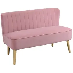 HOMCOM Sofa, Breite: 117 cm, 2-Sitzer, inklusive Auflagen - rosa