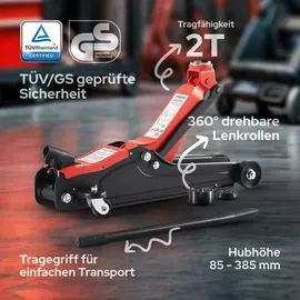 Arebos Rangierwagenheber Stahl 85-385 mm rot