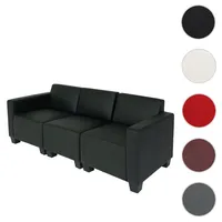 Mendler Modular 3-Sitzer Sofa Couch Lyon, Kunstleder ~ schwarz