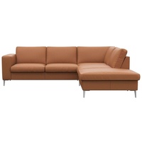 FLEXLUX Ecksofa »Fiore, L-Form«, breite Armlehnen, Füße alufarben, B/T 241/225 cm, Kaltschaum im Sitz braun