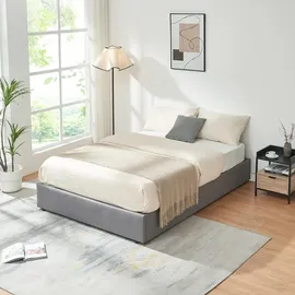 [en.casa] Polsterbett Nola 140x200 cm Leinen Grau