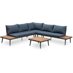 riess-ambiente Outdoor Garten-Lounge-Set CANNES 220cm anthrazit natur Akazie inkl. Tisch und Kissen