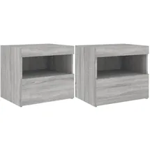 vidaXL Nachtschrank mit LED-Leuchten 50 x 40 x 45 cm Grau