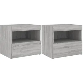 vidaXL Nachtschrank mit LED-Leuchten 50 x 40 x 45 cm Grau