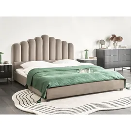 Beliani Vincennes Wasserbett Samtstoff 180 x 200 cm Taupe