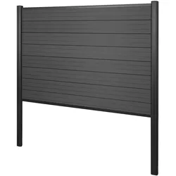 WPC-Sichtschutz Savoie, Zaun Windschutz, Alu-Pfosten zum Einbetonieren ~ Basiselement, 190cm anthrazit