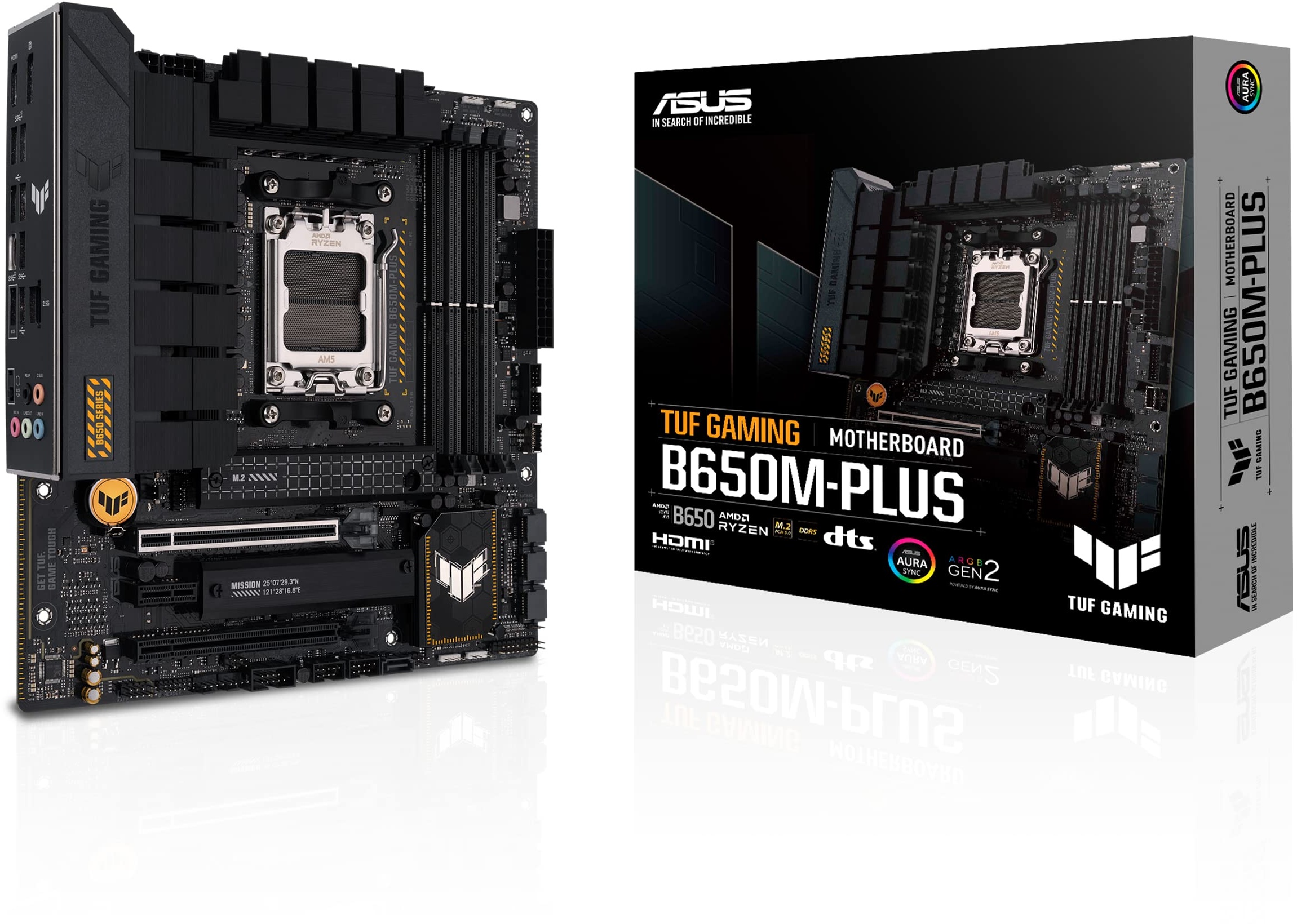 ASUS TUF GAMING B650M-PLUS Mainboard Sockel AMD AM5 (Ryzen 7000, micro-ATX, PCIe 5.0, DDR5-Speicher, 14 Power Stages, USB 3.2 Gen 2x2 Typ-C, 2.5G Ethernet, Aura Sync)