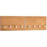 Lomadox Massivholz Eiche Garderobenpaneel Wandgarderobe Garderobenleiste Kleiderhakenleiste 8 Kleiderhaken Metall 1 Klapphaken 80x22x2,5 cm