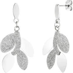 Paar Ohrhänger JOBO "Blätter", silber (edelstahlfarben), Ohrringe, Damen, Edelstahl, Edelstahl