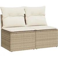 VidaXL 2-tlg. Garten-Sofagarnitur mit Kissen Beige Poly Rattan Akazie