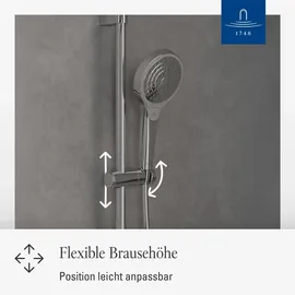 Villeroy & Boch Verve Showers Duschgarnitur mit Stange 3 Strahlarten Chrom TVS10900700061