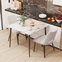 Esstisch Weiß Esszimmertisch Marmor Küchentisch mit einzigartigem Muster 80x80cm