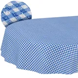 ANRO Tischdecke aus Stoff Textil abwaschbar Tischwäsche Tischtuch Baumwolle Polyester Vichy Blue Oval 180x140cm In-/Outdoor Tischdecke
