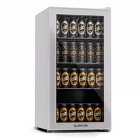 Klarstein Kühlschrank mit Glastür, Leiser Edelstahl-Kühlschrank, Indoor/Outdoor Getränkekühlschrank, Schmaler