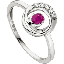 Jobo Goldring JOBO "Ring Weißgoldring Rubinring" Gr. 52, rubinrot, Fingerringe, Damen, 52, Weißgold 375, Goldring, 375 Weißgold mit Rubin und 5 Zirkonia