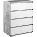 Bega Consult GmbH & Co.KG Internationale Handelsagentur Kommode IKARUS, Betondekor - Weiß matt - B 80 cm - 4 Schubladen
