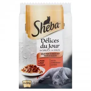 Sheba Délices du Jour Traiteur Selectie in Saus 50 gr  12 x 50 g