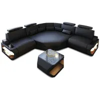 Sofa Dreams Ecksofa, Schwarz, Leder, L-Form,L-Form, 280x280 cm, Wohnzimmer, Sofas & Couches, Wohnlandschaften, Ecksofas